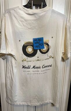 Nova Men “World Music Concert Hip Hop:  Techno:  Electronic” T-Shirt Cream Small
